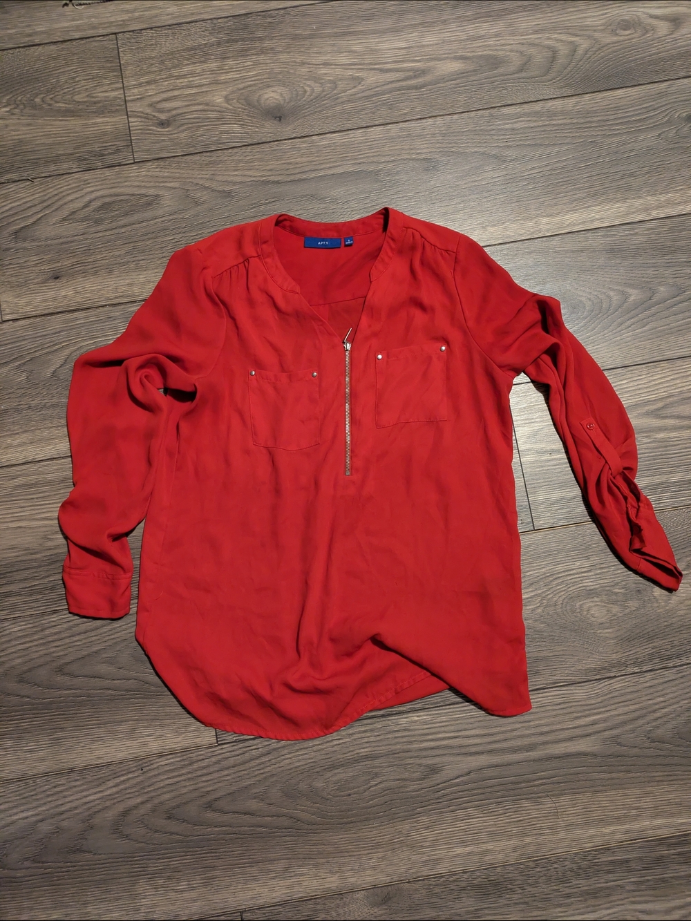 Date Night Red Long Sleeve Button-Down Shirt with Sexy Front Zip